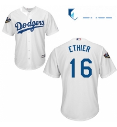 Youth Majestic Los Angeles Dodgers 16 Andre Ethier Authentic White Home Cool Base 2018 World Series MLB Jersey