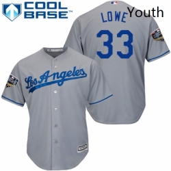 Youth Majestic Los Angeles Dodgers 33 Mark Lowe Authentic Grey Road Cool Base 2018 World Series MLB Jersey 