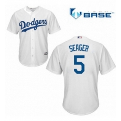 Youth Majestic Los Angeles Dodgers 5 Corey Seager Replica White Home Cool Base MLB Jersey