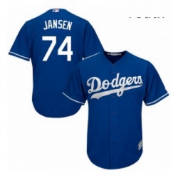 Youth Majestic Los Angeles Dodgers 74 Kenley Jansen Authentic Royal Blue Alternate Cool Base MLB Jersey