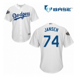 Youth Majestic Los Angeles Dodgers 74 Kenley Jansen Authentic White Home Cool Base 2018 World Series MLB Jersey