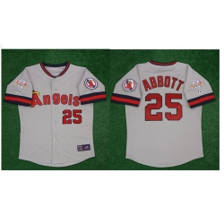 Men Angels Jim Abbott Gray 1989 all star #25 Stitched MLB Jersey