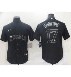 Men Los Angeles Angels 17 Ohtani Black nickname 2021 Nike MLB Jersey