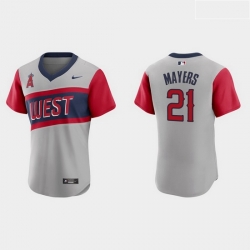 Men Los Angeles Angels 21 Mike Mayers Men Nike Gray 2021 Little League Classic Authentic MLB Jersey