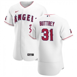 Men Los Angeles Angels 31 Ty Buttrey Men Nike White Home 2020 Flex Base Player MLB Jersey