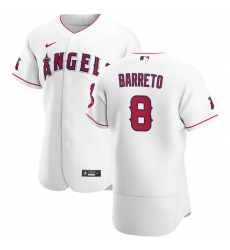 Men Los Angeles Angels 8 Franklin Barreto Men Nike White Home 2020 Flex Base Player MLB Jersey