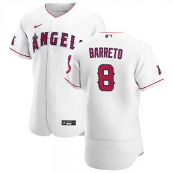 Men Los Angeles Angels 8 Franklin Barreto Men Nike White Home 2020 Flex Base Player MLB Jersey