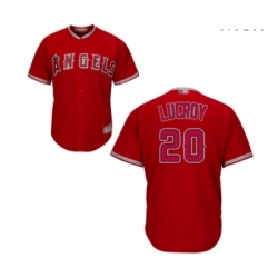 Mens Los Angeles Angels of Anaheim 20 Jonathan Lucroy Replica Red Alternate Cool Base Baseball Jersey 