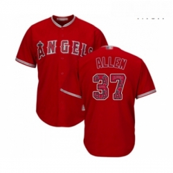 Mens Los Angeles Angels of Anaheim 37 Cody Allen Authentic Red Team Logo Fashion Cool Base Baseball Jersey 