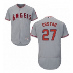 Mens Majestic Los Angeles Angels of Anaheim 27 Darin Erstad Grey Flexbase Authentic Collection MLB Jersey