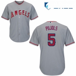 Mens Majestic Los Angeles Angels of Anaheim 5 Albert Pujols Replica Grey Road Cool Base MLB Jersey