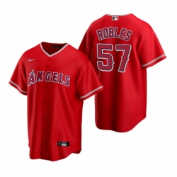 Mens Nike Los Angeles Angels 57 Hansel Robles Red Alternate Stitched Baseball Jersey