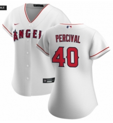 Women Los Angeles Angels #40 Troy Percival White Cool Base Stitched Home MLB Jersey