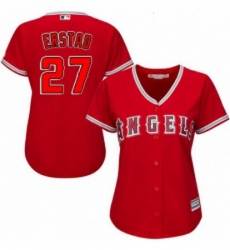 Womens Majestic Los Angeles Angels of Anaheim 27 Darin Erstad Replica Red Alternate MLB Jersey 