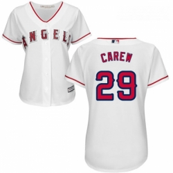 Womens Majestic Los Angeles Angels of Anaheim 29 Rod Carew Authentic White Home Cool Base MLB Jersey