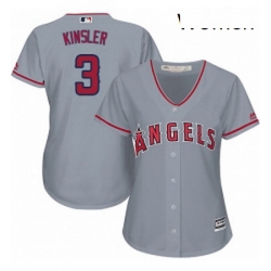 Womens Majestic Los Angeles Angels of Anaheim 3 Ian Kinsler Authentic Grey Road Cool Base MLB Jersey 