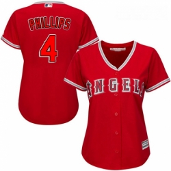 Womens Majestic Los Angeles Angels of Anaheim 4 Brandon Phillips Authentic Red Alternate MLB Jersey 