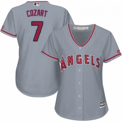 Womens Majestic Los Angeles Angels of Anaheim 7 Zack Cozart Replica Grey Road Cool Base MLB Jersey 