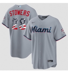 Men Miami Marlins 28 Kyle Stowers Grey USA 250 Fourth of July Home Stitched Baseball Jersey Men Miami Marlins 28 Kyle Stowers Grey USA 250 Fourth of July Home Stitched Baseball Jersey
