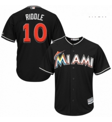 Mens Majestic Miami Marlins 10 JT Riddle Replica Black Alternate 2 Cool Base MLB Jersey 