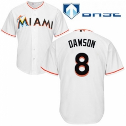 Mens Majestic Miami Marlins 8 Andre Dawson Replica White Home Cool Base MLB Jersey