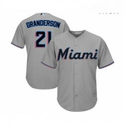 Mens Miami Marlins 21 Curtis Granderson Replica Grey Road Cool Base Baseball Jersey 