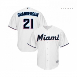 Mens Miami Marlins 21 Curtis Granderson Replica White Home Cool Base Baseball Jersey 