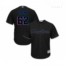 Mens Miami Marlins 62 Jose Urena Replica Black Alternate 2 Cool Base Baseball Jersey 