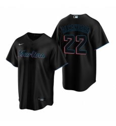 Mens Nike Miami Marlins 22 Sandy Alcantara Black Alternate Stitched Baseball Jersey