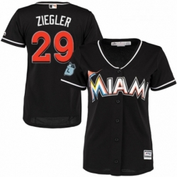 Womens Majestic Miami Marlins 29 Brad Ziegler Authentic Black Alternate 2 Cool Base MLB Jersey 