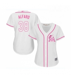 Womens Miami Marlins 38 Jorge Alfaro Replica White Fashion Cool Base Baseball Jersey 