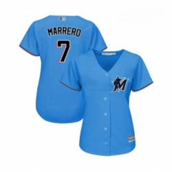 Womens Miami Marlins 7 Deven Marrero Replica Blue Alternate 1 Cool Base Baseball Jersey 