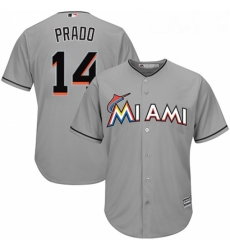 Youth Majestic Miami Marlins 14 Martin Prado Authentic Grey Road Cool Base MLB Jersey