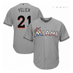 Youth Majestic Miami Marlins 21 Christian Yelich Replica Grey Road Cool Base MLB Jersey