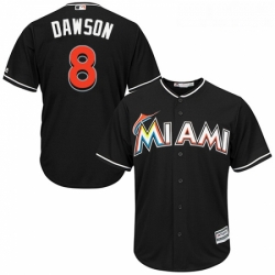 Youth Majestic Miami Marlins 8 Andre Dawson Replica Black Alternate 2 Cool Base MLB Jersey