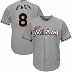 Youth Majestic Miami Marlins 8 Andre Dawson Replica Grey Road Cool Base MLB Jersey