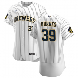 Men Milwaukee Brewers 39 Corbin Burnes Men Nike White Home 2020 Flex Base Player MLB Jersey