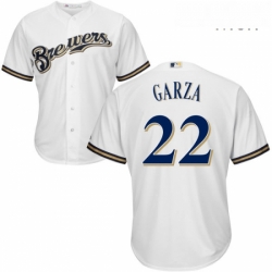 Mens Majestic Milwaukee Brewers 22 Matt Garza Replica White Home Cool Base MLB Jersey