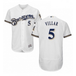 Mens Majestic Milwaukee Brewers 5 Jonathan Villar White Flexbase Authentic Collection MLB Jersey