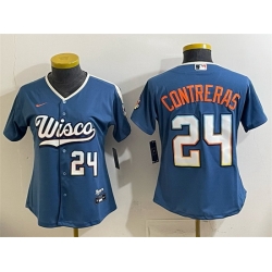 Women Milwaukee Brewers  24 William Contreras Mineral Blue 2026 City Connect Stadium Stitched Baseball Jersey  