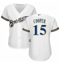 Womens Majestic Milwaukee Brewers 15 Cecil Cooper Replica Navy Blue Alternate Cool Base MLB Jersey 