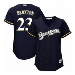 Womens Majestic Milwaukee Brewers 23 Keon Broxton Replica White Alternate Cool Base MLB Jersey 