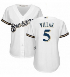 Womens Majestic Milwaukee Brewers 5 Jonathan Villar Replica White Home Cool Base MLB Jersey