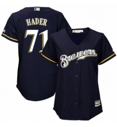 Womens Majestic Milwaukee Brewers 71 Josh Hader Authentic White Alternate Cool Base MLB Jersey 