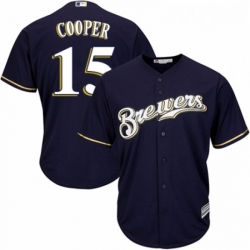 Youth Majestic Milwaukee Brewers 15 Cecil Cooper Authentic White Alternate Cool Base MLB Jersey 