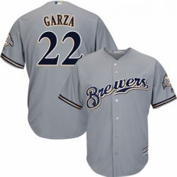 Youth Majestic Milwaukee Brewers 22 Matt Garza Replica Grey Road Cool Base MLB Jersey