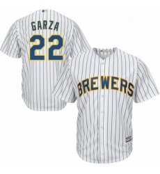 Youth Majestic Milwaukee Brewers 22 Matt Garza Replica White Alternate Cool Base MLB Jersey