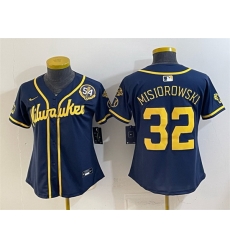 Youth Milwaukee Brewers  32 Jacob Misiorowski Navy With Home   Bob Uecker Patch Limited Stitched Jersey