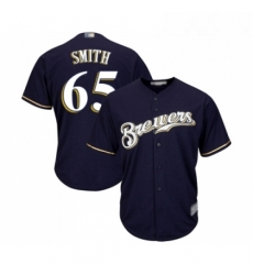 Youth Milwaukee Brewers 65 Burch Smith Replica Navy Blue Alternate Cool Base Baseball Jersey 