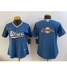 Youth Milwaukee Brewers Team Big Logo Mineral Blue 2026 City Connect Stadium Stitched Baseball Jersey